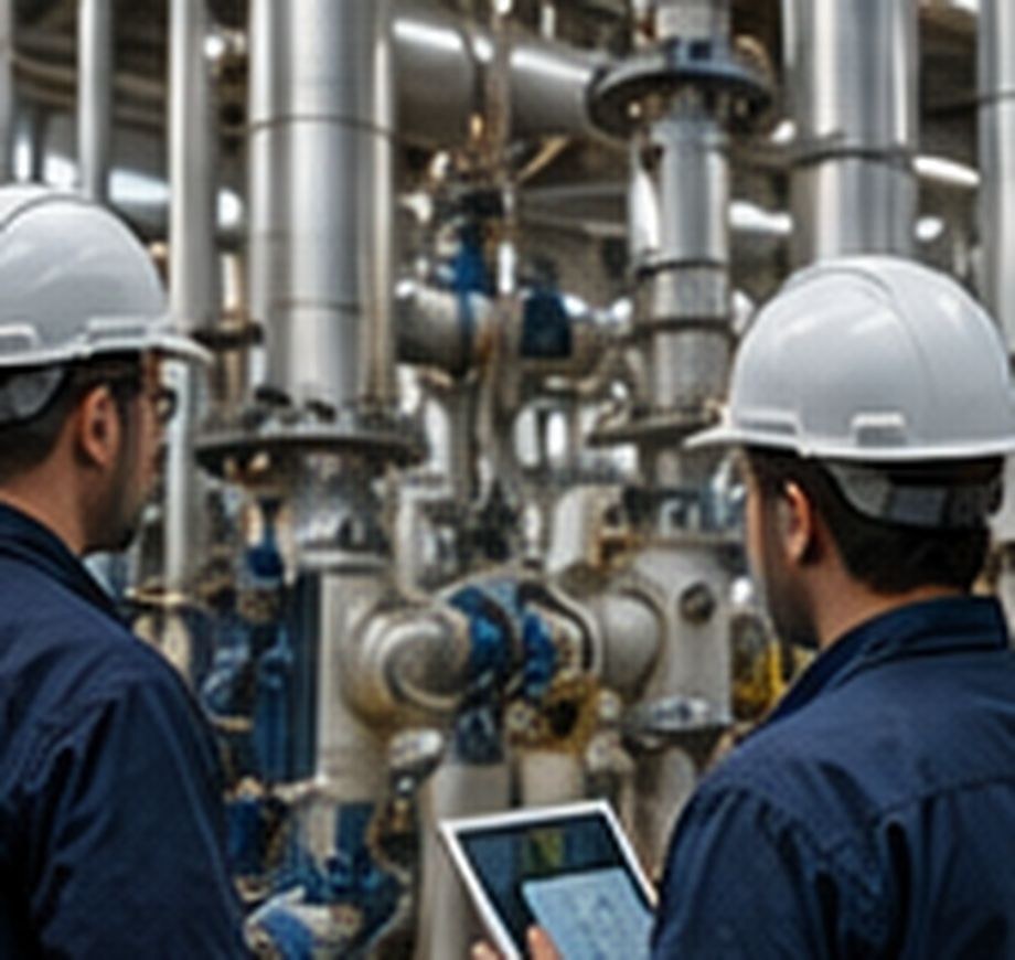 Equipo técnico de Valtron trabajando en planta