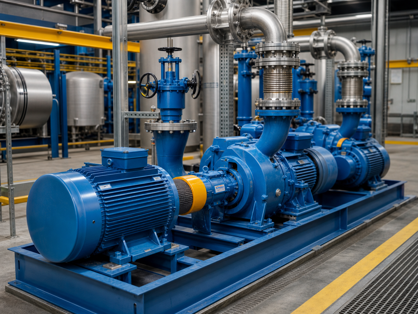 Instalación industrial de bombas centrífugas