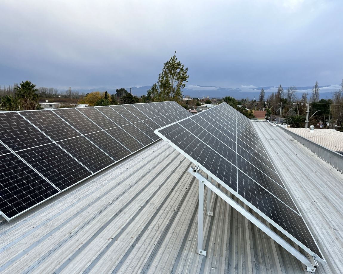 Paneles solares instalados en una planta